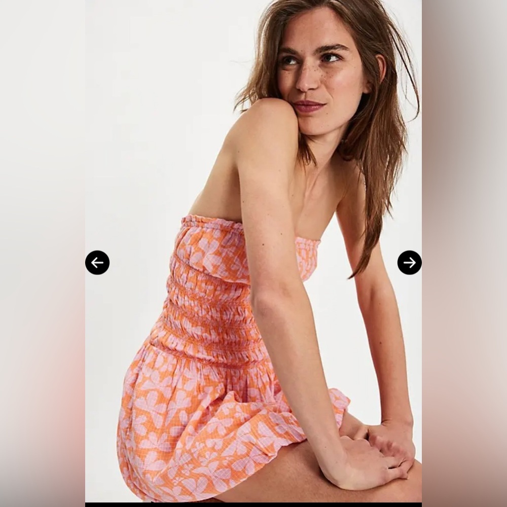 Pink and Orange Strapless Dress
